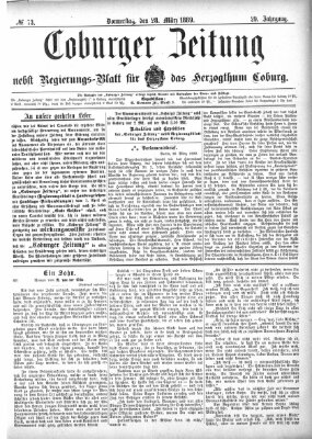 Coburger Zeitung Donnerstag 28. März 1889