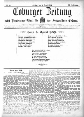 Coburger Zeitung Freitag 5. April 1889