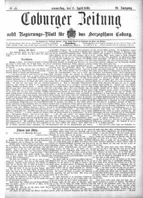 Coburger Zeitung Donnerstag 11. April 1889