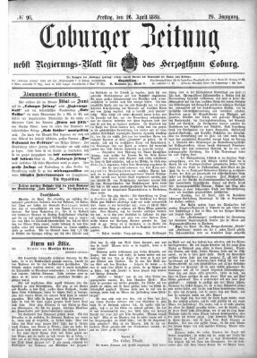 Coburger Zeitung Freitag 26. April 1889