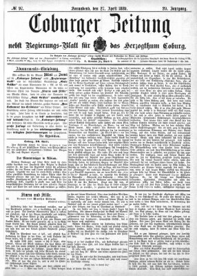 Coburger Zeitung Samstag 27. April 1889