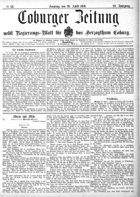 Coburger Zeitung Sonntag 28. April 1889