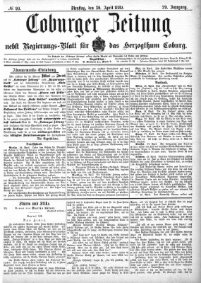 Coburger Zeitung Dienstag 30. April 1889