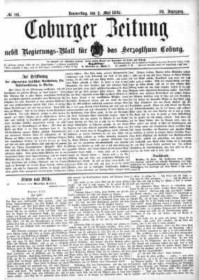 Coburger Zeitung Donnerstag 2. Mai 1889