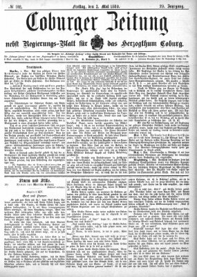 Coburger Zeitung Freitag 3. Mai 1889