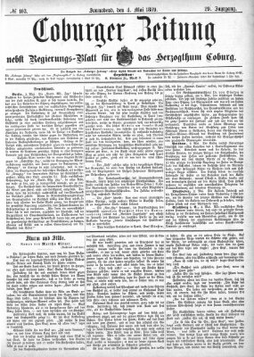 Coburger Zeitung Samstag 4. Mai 1889