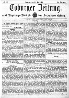 Coburger Zeitung Sonntag 12. Mai 1889