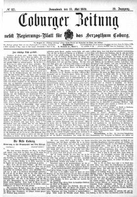 Coburger Zeitung Samstag 18. Mai 1889