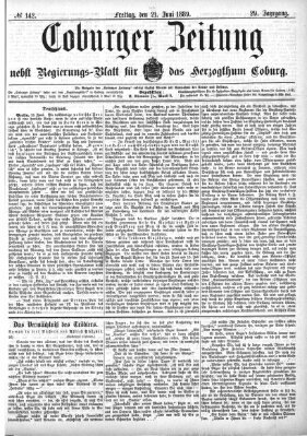 Coburger Zeitung Freitag 21. Juni 1889