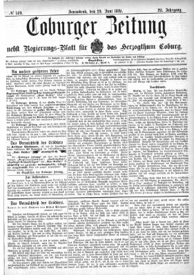 Coburger Zeitung Samstag 29. Juni 1889