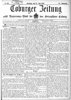 Coburger Zeitung Sonntag 21. Juli 1889