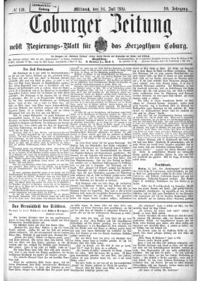 Coburger Zeitung Mittwoch 24. Juli 1889