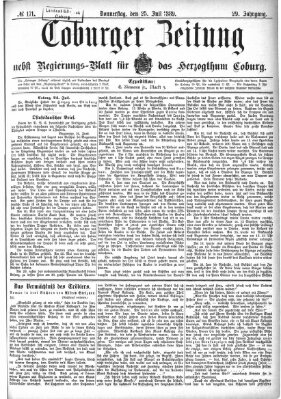 Coburger Zeitung Donnerstag 25. Juli 1889