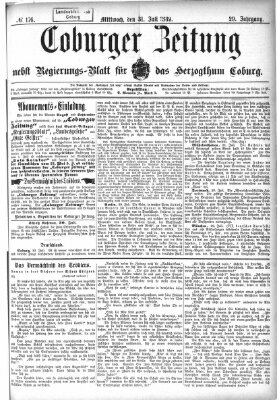 Coburger Zeitung Mittwoch 31. Juli 1889