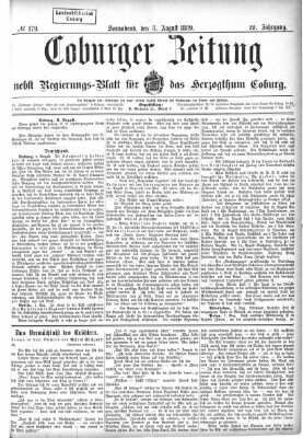 Coburger Zeitung Samstag 3. August 1889