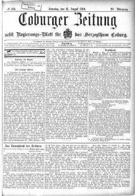 Coburger Zeitung Sonntag 11. August 1889