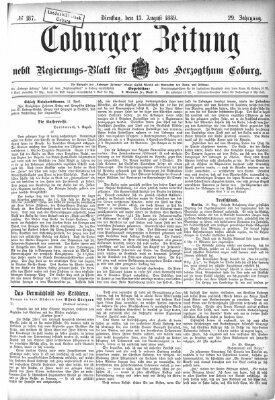 Coburger Zeitung Dienstag 13. August 1889