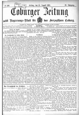 Coburger Zeitung Freitag 16. August 1889