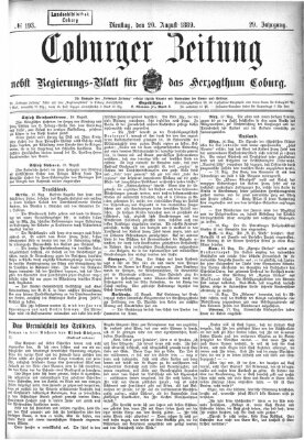 Coburger Zeitung Dienstag 20. August 1889