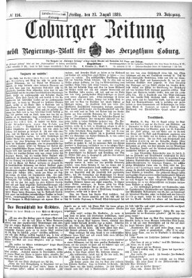 Coburger Zeitung Freitag 23. August 1889