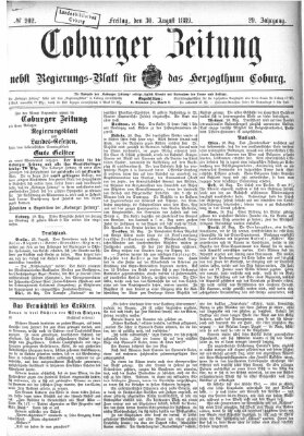 Coburger Zeitung Freitag 30. August 1889