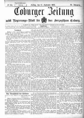 Coburger Zeitung Freitag 13. September 1889