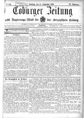 Coburger Zeitung Sonntag 15. September 1889