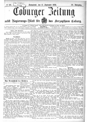 Coburger Zeitung Samstag 21. September 1889