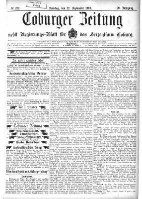 Coburger Zeitung Sonntag 22. September 1889