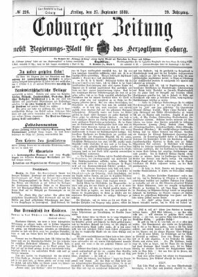 Coburger Zeitung Freitag 27. September 1889