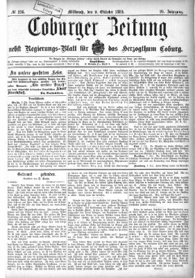 Coburger Zeitung Mittwoch 9. Oktober 1889