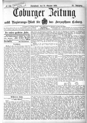 Coburger Zeitung Samstag 12. Oktober 1889