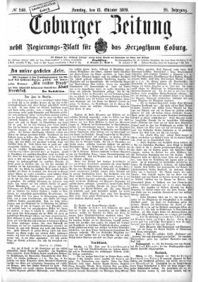 Coburger Zeitung Sonntag 13. Oktober 1889