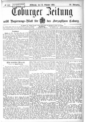 Coburger Zeitung Mittwoch 16. Oktober 1889