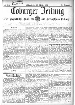 Coburger Zeitung Mittwoch 23. Oktober 1889