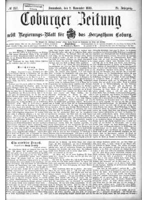 Coburger Zeitung Samstag 2. November 1889