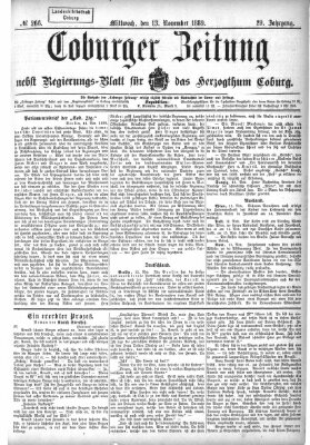 Coburger Zeitung Mittwoch 13. November 1889