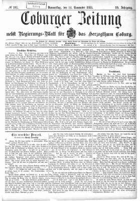 Coburger Zeitung Donnerstag 14. November 1889