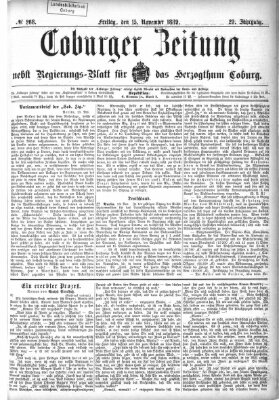 Coburger Zeitung Freitag 15. November 1889