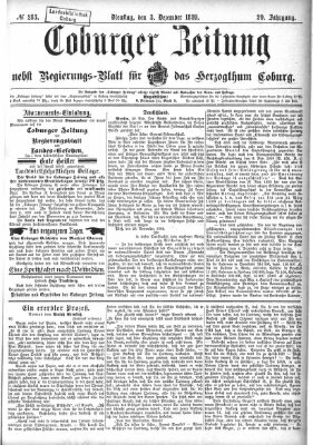 Coburger Zeitung Dienstag 3. Dezember 1889