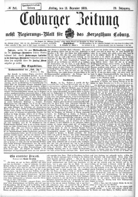 Coburger Zeitung Freitag 13. Dezember 1889