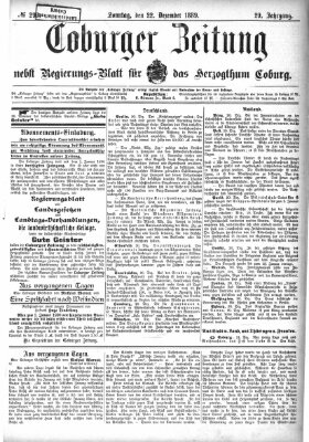 Coburger Zeitung Sonntag 22. Dezember 1889