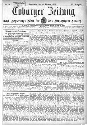 Coburger Zeitung Samstag 28. Dezember 1889