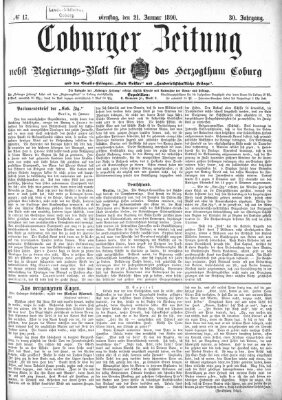 Coburger Zeitung Dienstag 21. Januar 1890