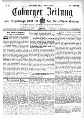 Coburger Zeitung Samstag 1. Februar 1890