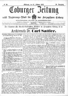 Coburger Zeitung Mittwoch 12. Februar 1890