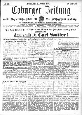 Coburger Zeitung Freitag 14. Februar 1890