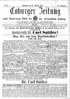 Coburger Zeitung Mittwoch 19. Februar 1890