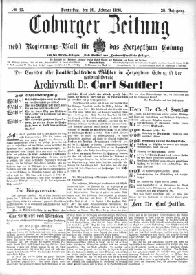 Coburger Zeitung Donnerstag 20. Februar 1890