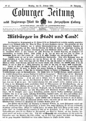 Coburger Zeitung Dienstag 25. Februar 1890